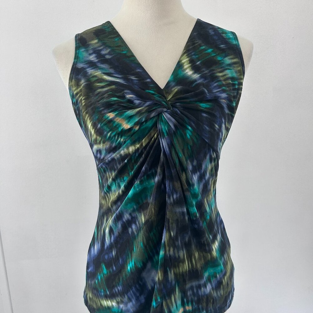 Lily V-neck Ruched Marble Look Top